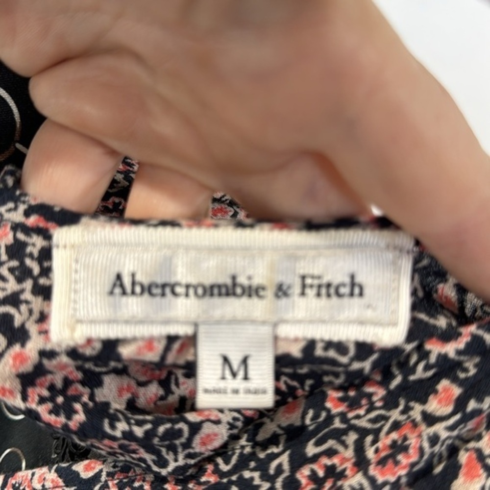 Abercrombie & Fitch‎ Floral Print Peplum Blouse Lace Up V Neck 3/4 Sleeve Top - Picture 5 of 6